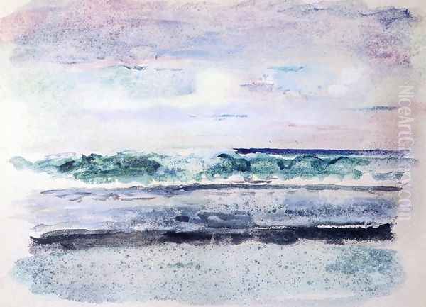 Study Of Surf Breaking On Outsiide Reef Tautira Taiarapu Tahiti March 1891 Oil Painting by John La Farge