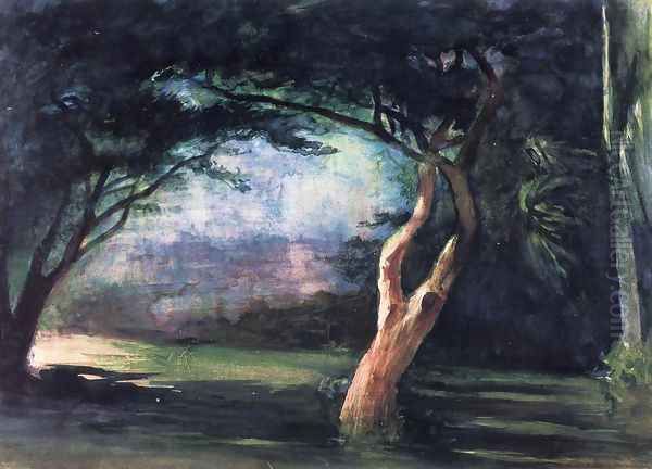 Study Of Trees In Moonlight At Honolulu Oil Painting by John La Farge