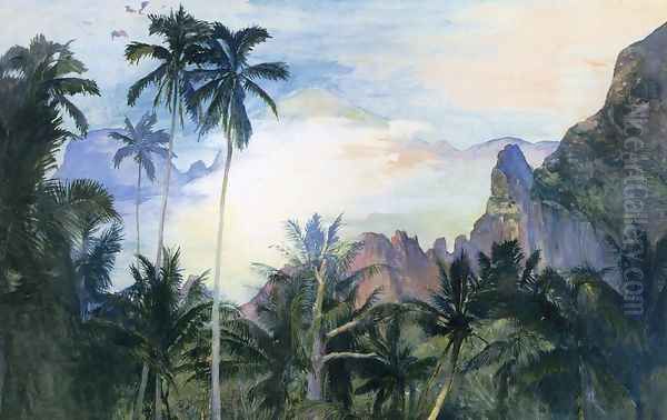 The End Of Cooks Bay Island Of Moorea Society Islands 1891 Dawn Oil Painting by John La Farge