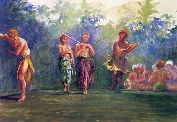 Standing Dance Standing Figures Aka Standing Dance Representing A Game Of Ball Oil Painting by John La Farge