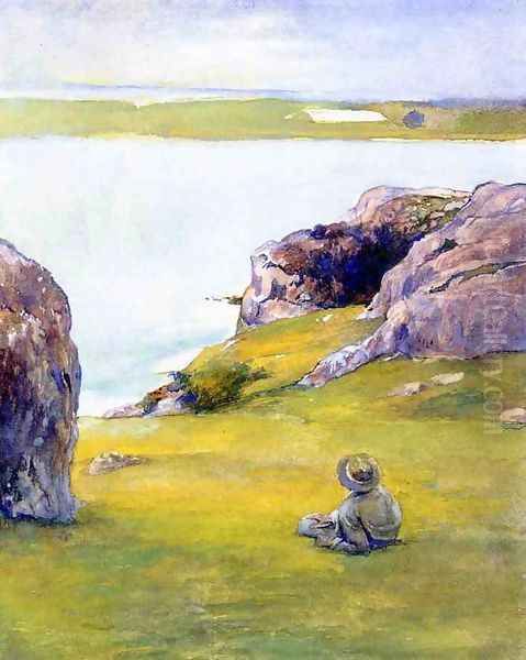 Study At Brentons Cove Newport Looking Towards Fort Adams Oil Painting by John La Farge