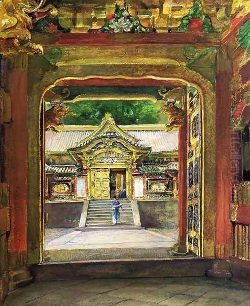 In the Third Gate, Looking Toward the Fourth of the Temple, Iyemitsu, Nikko, Aug., 1886 Oil Painting by John La Farge