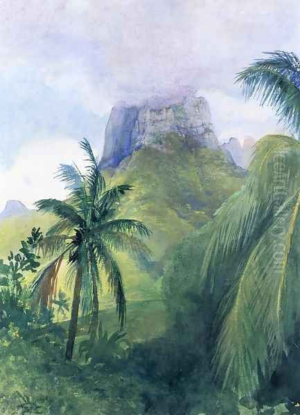 The Peak Of Maua Roa Noon Island Of Moorea Society Islands Uponuhu Oil Painting by John La Farge