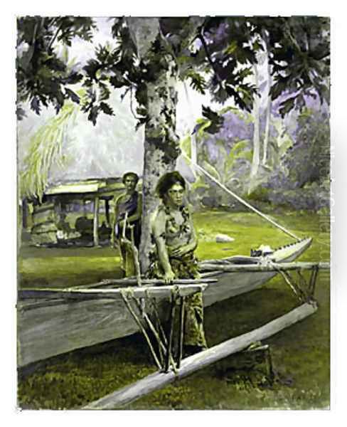 Portrait of Faase, the Taupo, or Official Virgin, of Fagaloa Bay, and Her Duenna, Samoa Oil Painting by John La Farge