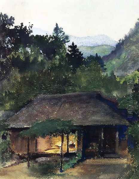 Evening Study (aka Priest's House, Nikko, Japan) Oil Painting by John La Farge