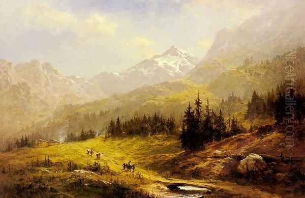 The Wengen Alps Morning In Switzerland Oil Painting by Benjamin Williams Leader