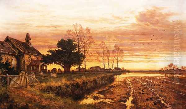 At Evening Time it Shall be Light Oil Painting by Benjamin Williams Leader