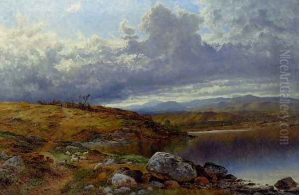 A Solitary Lake Wales Oil Painting by Benjamin Williams Leader