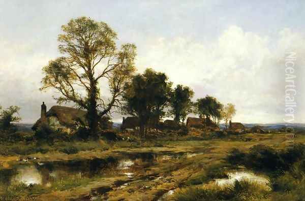 A Worcestershire Village Oil Painting by Benjamin Williams Leader