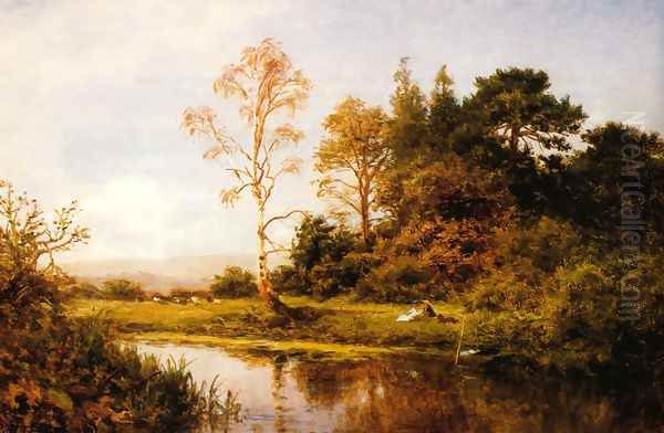 A Fine Autumn Morning Oil Painting by Benjamin Williams Leader