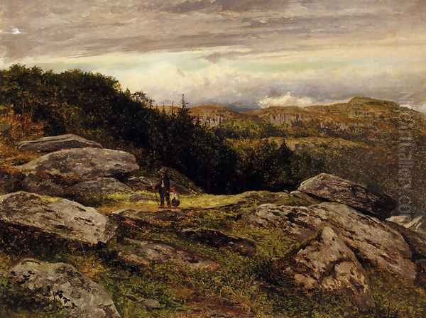 A Welsh Hillside Path Oil Painting by Benjamin Williams Leader