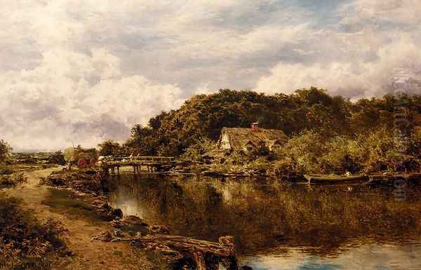 On The Stour Near Flatford Mill Suffolk Oil Painting by Benjamin Williams Leader