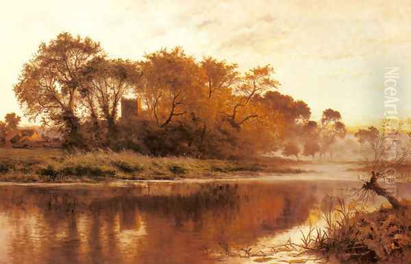 The Last Gleam Wargrave On Thames Oil Painting by Benjamin Williams Leader