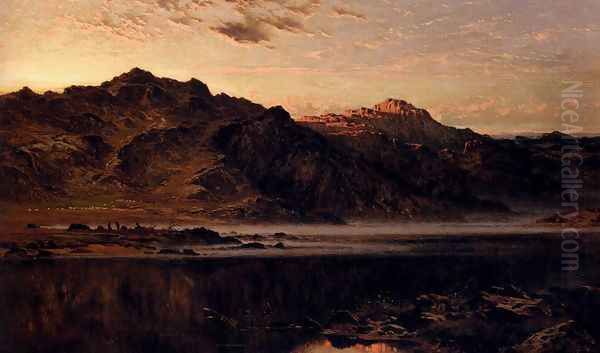 When The West With Evening Glows Oil Painting by Benjamin Williams Leader