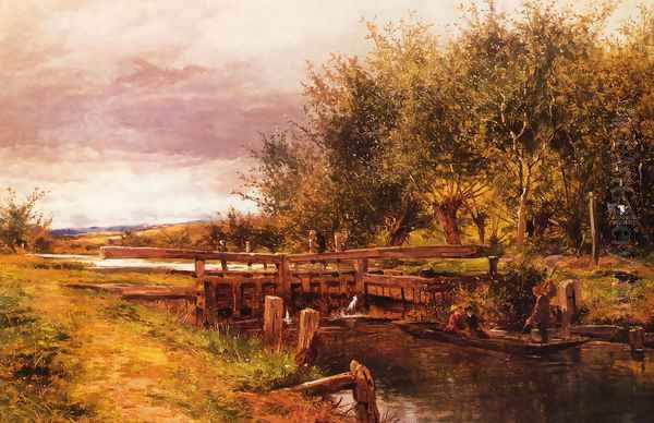 Clive Lock on the Thames Oil Painting by Benjamin Williams Leader