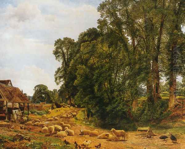 Outskirts of a Farm Oil Painting by Benjamin Williams Leader