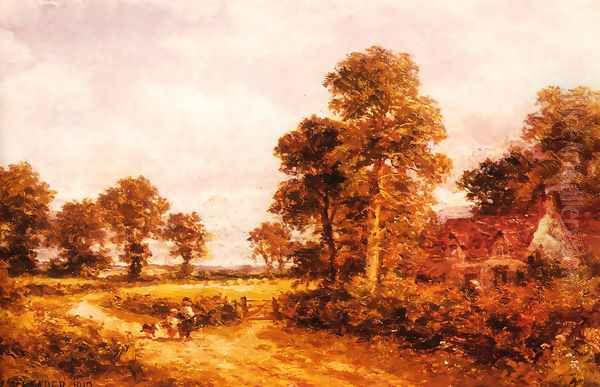 The Lane at Whittington, Worcestershire Oil Painting by Benjamin Williams Leader