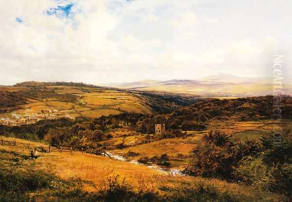 On the Borders of Dartmoor Oil Painting by Benjamin Williams Leader