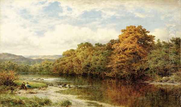 Coming autumn on Welsh river Oil Painting by Benjamin Williams Leader