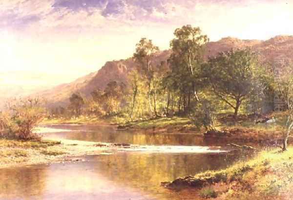 The River Running into Derwentwater Oil Painting by Benjamin Williams Leader