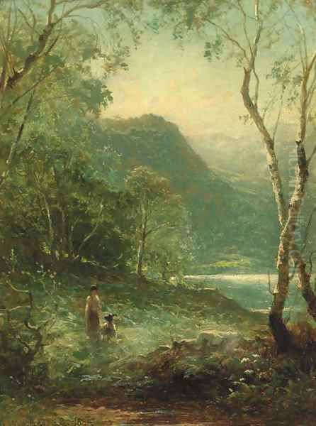 A Glimpse of the Lake Oil Painting by Benjamin Williams Leader