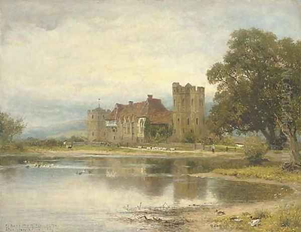 Stokesay Castle, Shropshire Oil Painting by Benjamin Williams Leader