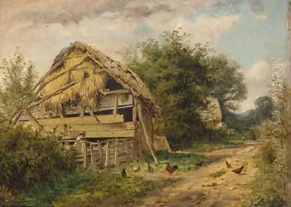 The Roadside Shed Oil Painting by Benjamin Williams Leader