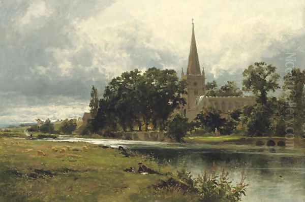 Stratford-on-Avon Oil Painting by Benjamin Williams Leader