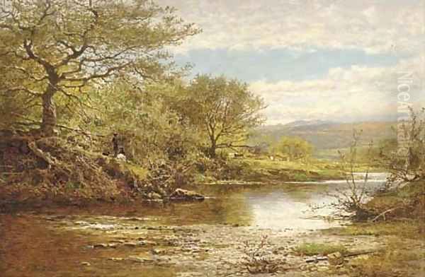 The Lluglwy, Autumn Oil Painting by Benjamin Williams Leader