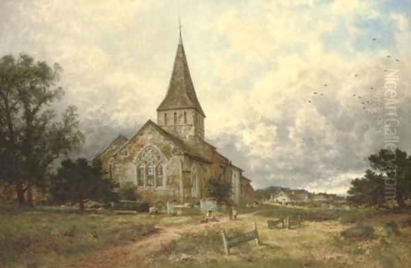 The village church Oil Painting by Benjamin Williams Leader