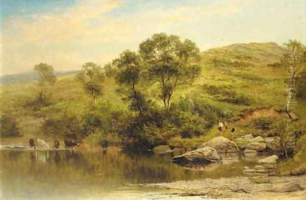 A quiet pool on the river Llugy, near Capel Curig Oil Painting by Benjamin Williams Leader