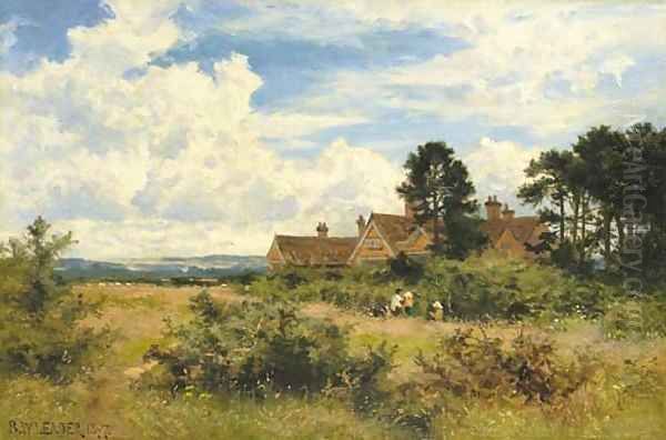 Burrows Cross, Shere, Surrey Oil Painting by Benjamin Williams Leader