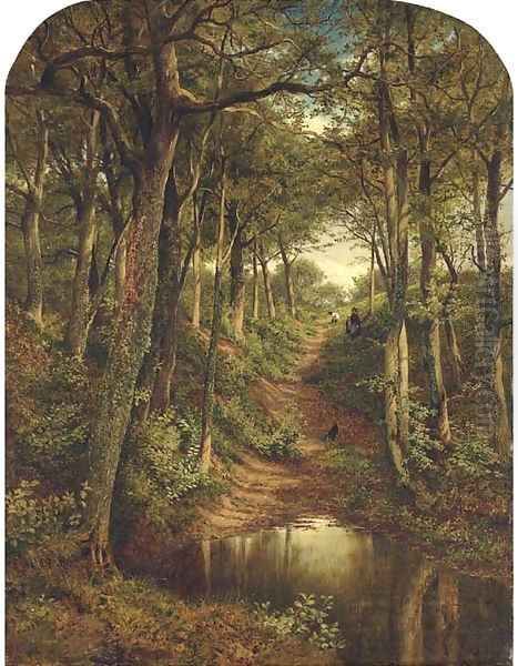 Gypsy lane, Whittington, Worcester Oil Painting by Benjamin Williams Leader