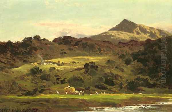 Moel Siabod from the Llugwy below Capel Curig Oil Painting by Benjamin Williams Leader