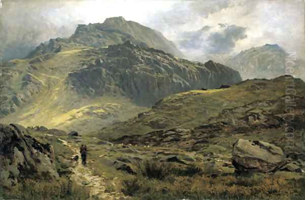 The path to Llyn Idwal, North Wales Oil Painting by Benjamin Williams Leader