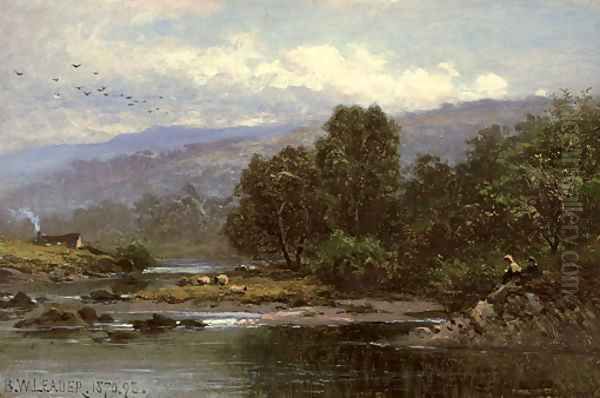 Near Capel Curig, North Wales Oil Painting by Benjamin Williams Leader