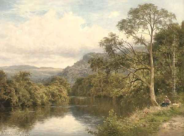 On the river Conway near Bettws-y-Coed Oil Painting by Benjamin Williams Leader