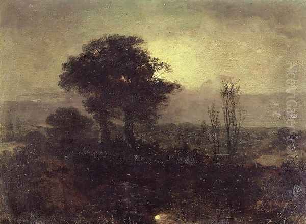 A Moonlight Landscape Oil Painting by Sir Edwin Henry Landseer