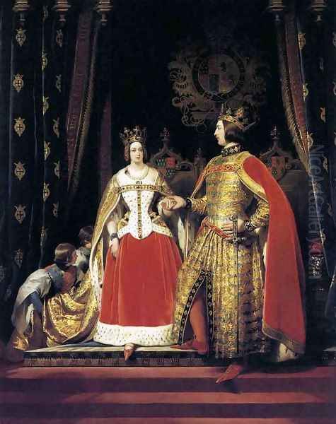 Queen Victoria and Prince Albert at the Bal Costumé of 12 May 1842 Oil Painting by Sir Edwin Henry Landseer