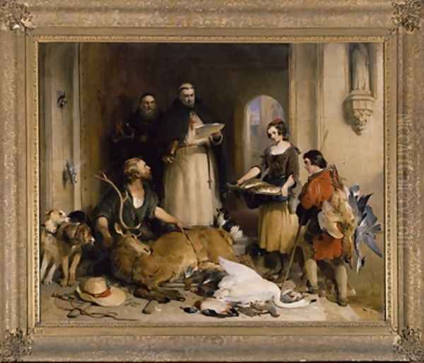 Scene in the olden time at Bolton Abbey Oil Painting by Sir Edwin Henry Landseer