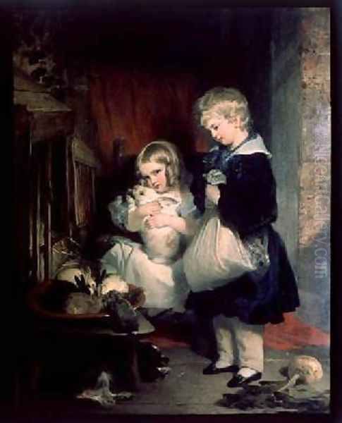 The Children of the Hon Col Seymour Bathurst Oil Painting by Sir Edwin Henry Landseer