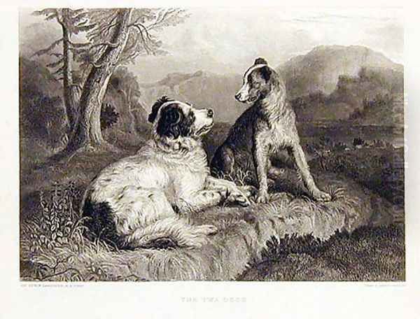 The Twa dogs Oil Painting by Sir Edwin Henry Landseer