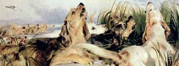 Otter Hounds Oil Painting by Sir Edwin Henry Landseer