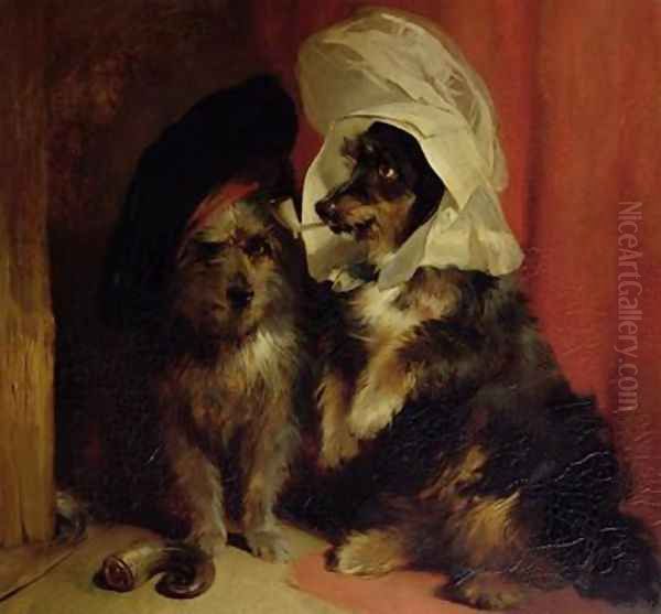 Comical Dogs Oil Painting by Sir Edwin Henry Landseer