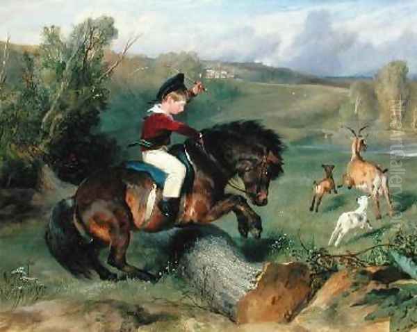 The First Leap Lord Alexander Russell on his pony Emerald Oil Painting by Sir Edwin Henry Landseer