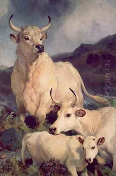 Wild cattle at Chillingham Oil Painting by Sir Edwin Henry Landseer