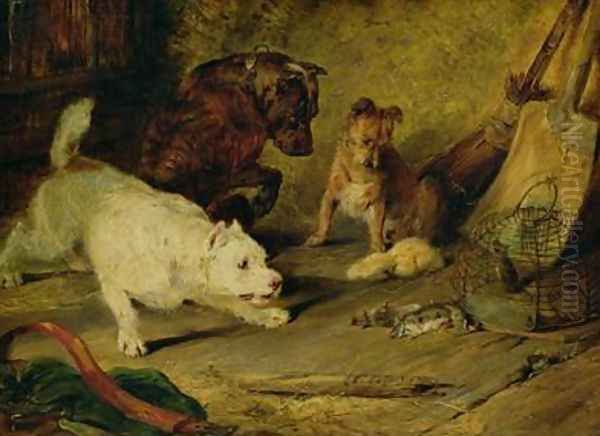 Ratcatchers Oil Painting by Sir Edwin Henry Landseer