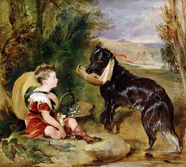 Hours of Innocence Lord Alexander Russell son of the 6th Duke of Bedford with his dog Oil Painting by Sir Edwin Henry Landseer