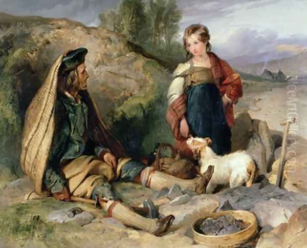 The Stone Breaker and his Daughter Oil Painting by Sir Edwin Henry Landseer