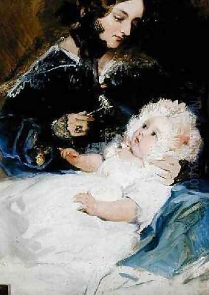 The Duchess of Abercorn and her Daughter Oil Painting by Sir Edwin Henry Landseer